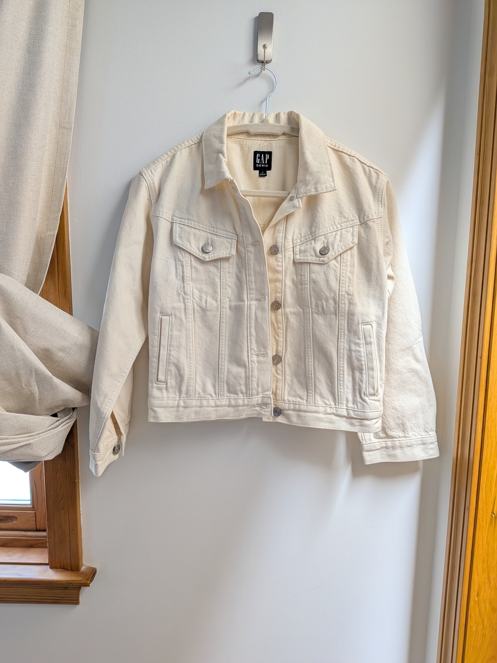 GAP Cropped Icon Denim Jacket Beige XS